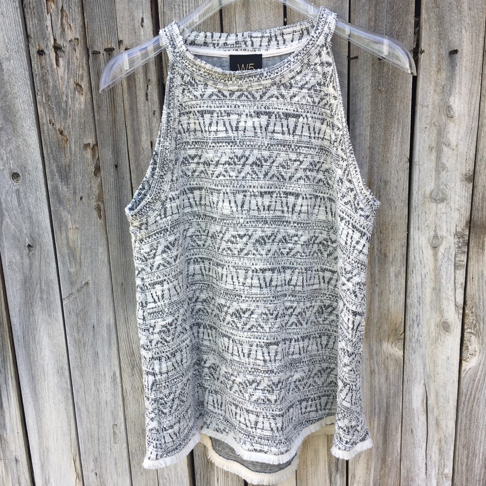 NWT W5 Boho Sleeveless Top Ivory/Black - Picture 8 of 8